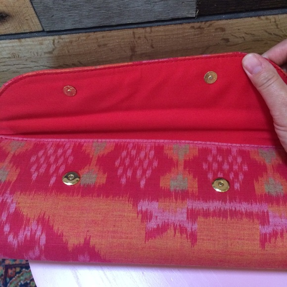 Boho Chic Navajo Clutch, Orange Red Pink - Picture 3 of 5